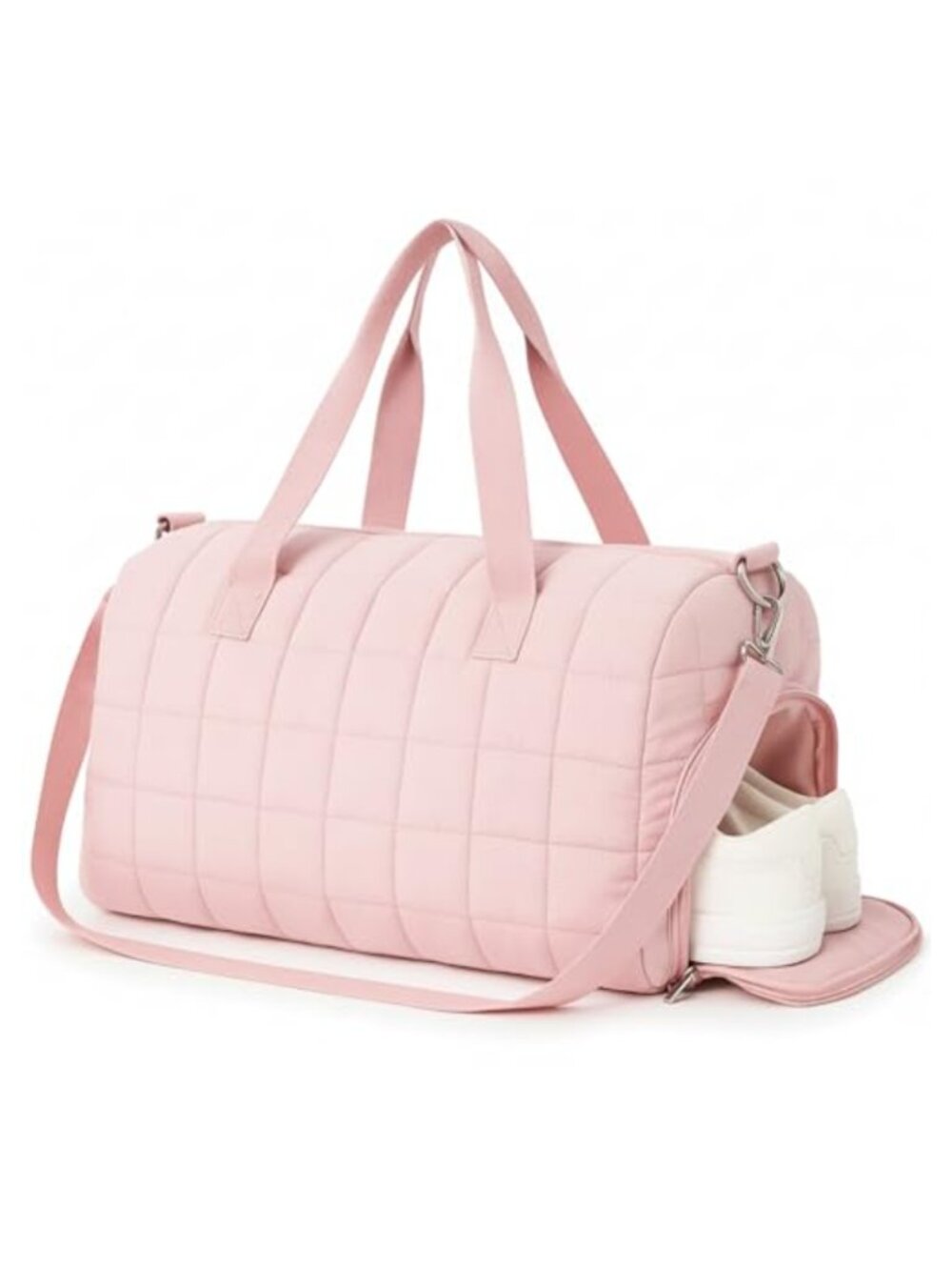 Quilted Duffel Bag Gym Travel Weekender with Shoe Compartment
